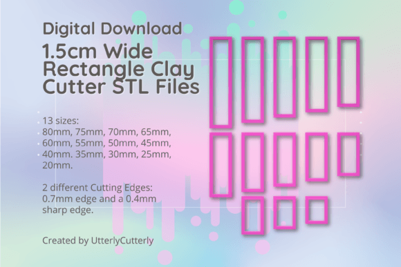 1.5cm Wide Rectangle Clay Cutters - STL File