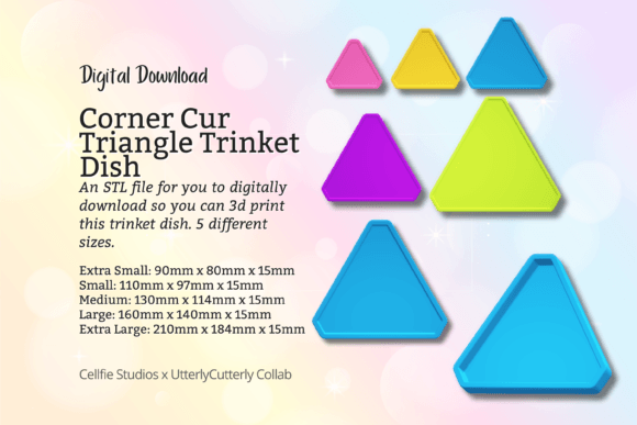 Corner Cut Triangle Trinket Dish STL Files