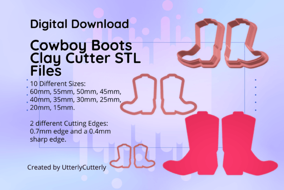 Discover the Versatility of Clay Cutter STL File Cowboy Boots 1- Ear