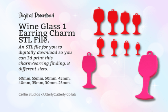 Explore the Versatile Wine Glass Earring Charm STL File - Fun