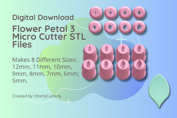 Explore Versatile Design Possibilities with the Clay Cutter STL File Flower Petal 3 Micro Cutter