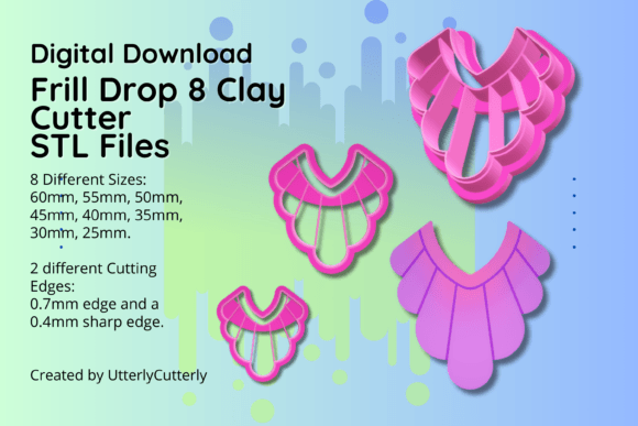 Frill Drop 8 Earring STL File for 3D Printing