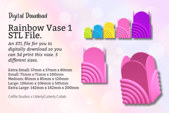 Rainbow Vase 1 STL File - Digital Download